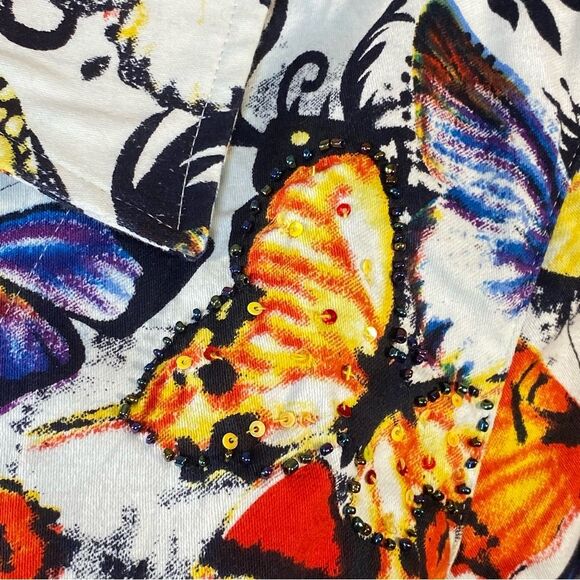 Christopher & Banks NWT Butterfly Jacket Womens SZ M Zip Closure Sequin Detail - Picture 6 of 10